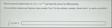 Find the general antiderivative of f ( x ) = 3 x