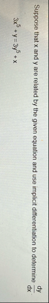 Suppose that x and y are related by the given