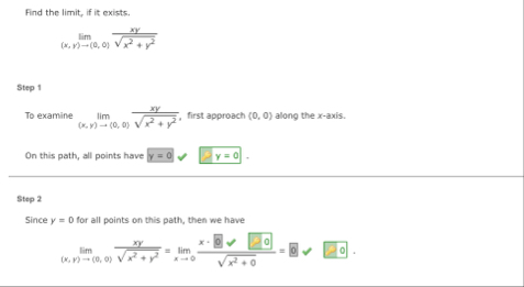 Find the limit , if it exists. lim ( x , y ) ( 0