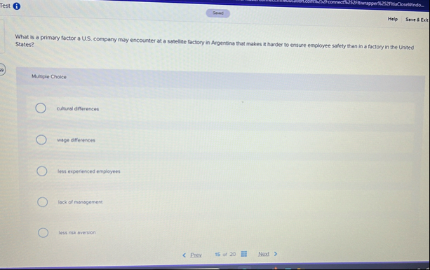 Test Help Save 4 Exit What is a primary factor a