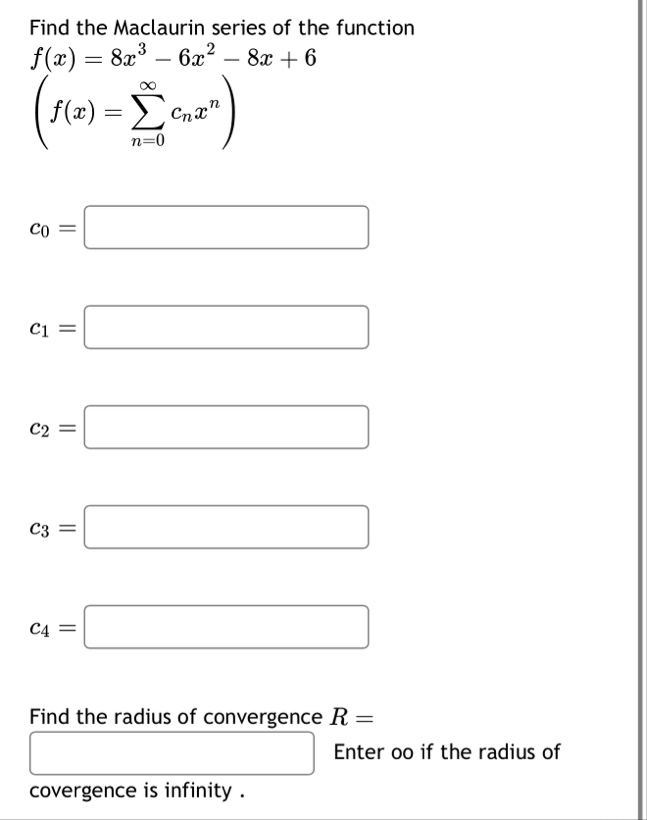 Find the Maclaurin series of the function ) = ( n