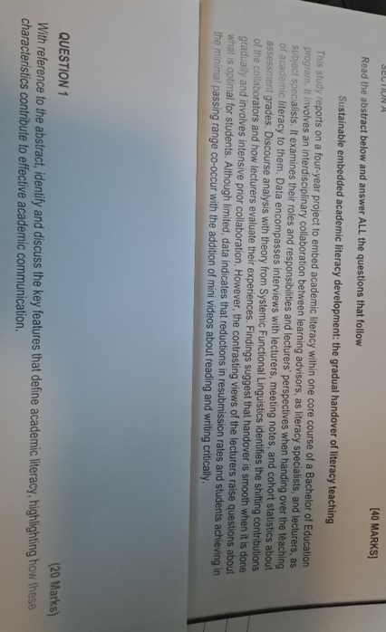 [ 4 0 MARKS ] Read the abstract below and answer