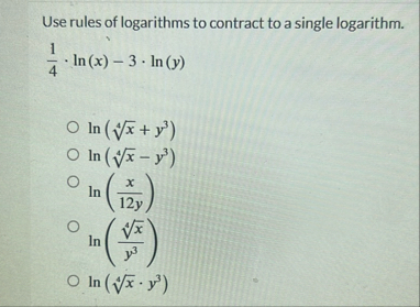 Use rules of logarithms to contract to a single