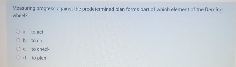Measuring progress against the predetermined plan
