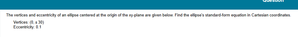 The vertices and eccentricity o f a n ellipse
