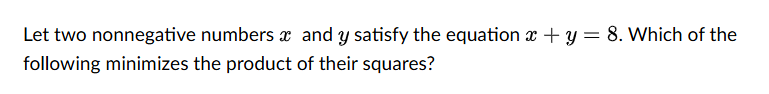 Let two nonnegative numbers \ ( x \ ) and \ ( y \