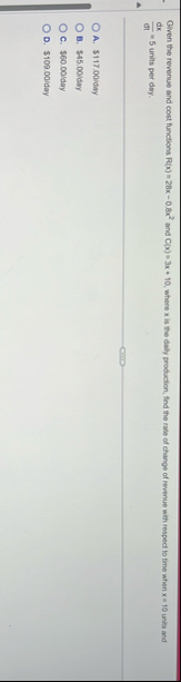 Given the revenue and cost functions R ( x ) = 2