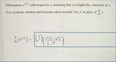Differentiate e y 3 x 9 with respect to x ,
