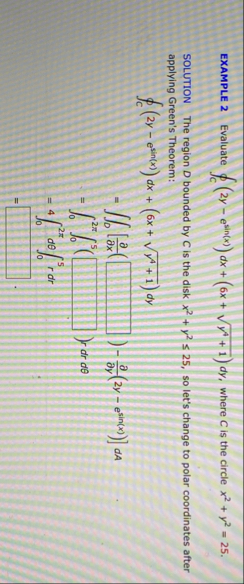 EXAMPLE 2 Evaluate o C ( 2 y - e s i n ( x ) ) d