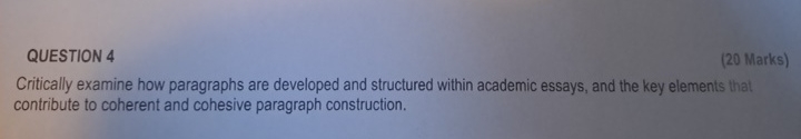 QUESTION 4 ( 2 0 Marks ) Critically examine how