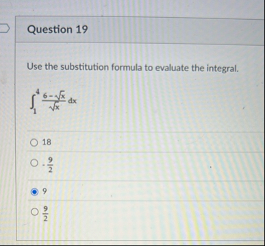 Question 1 9 Use the substitution formula to