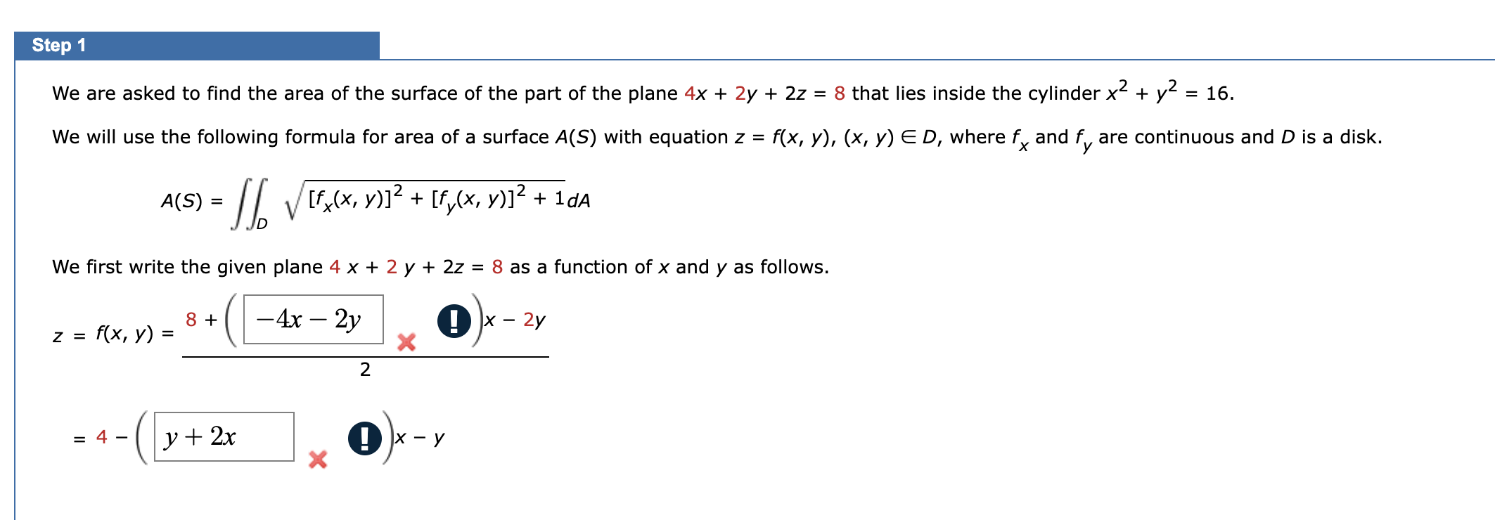 W e are asked t o find the area o f the surface o