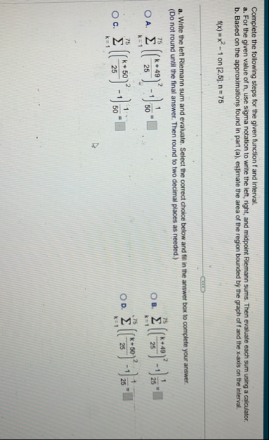 Complete the following steps for the given