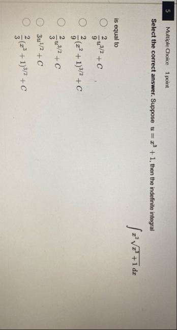 5 Multiple Choice 1 point Select the correct