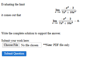 Evaluating the l i m i t lim x - x 3 - 2 7 x 5 +
