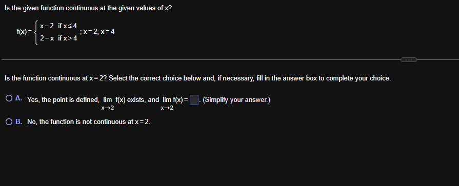 I s the given function continuous a t the given