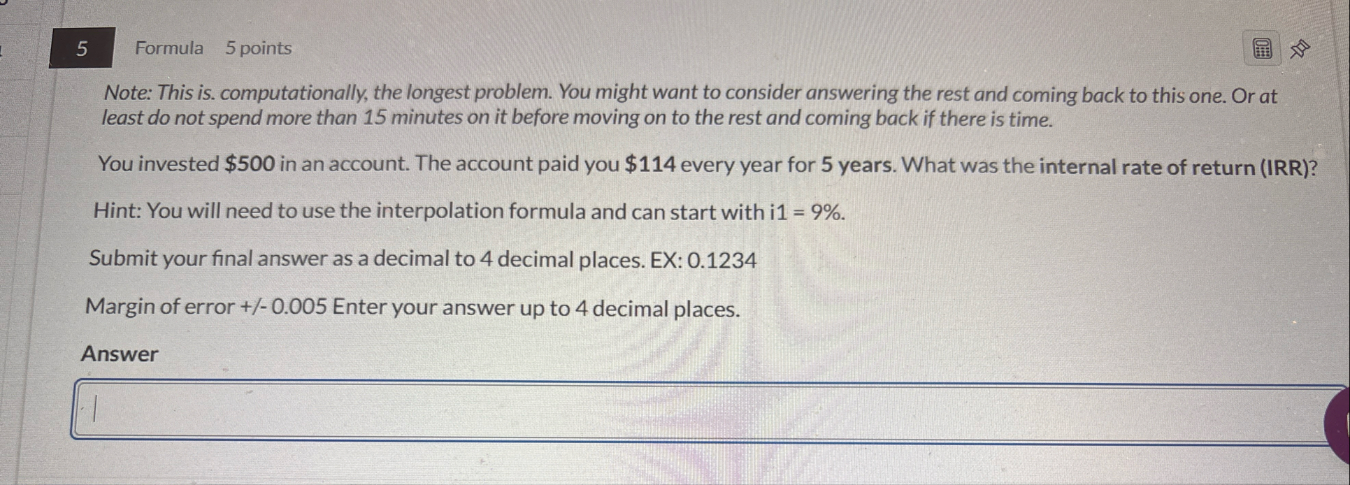 Engineering Economy Formula 5 points Note: This