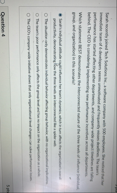 Sarah recently joined Tech Solutions Inc., a