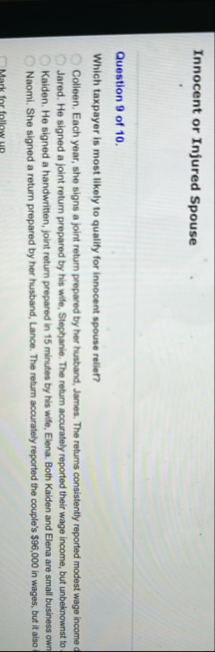 Innocent or Injured Spouse Question 9 of 1 0 .