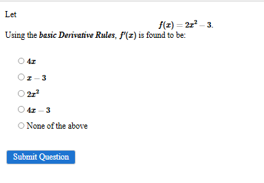 Let f ( x ) = 2 x 2 - 3 . Using the basic