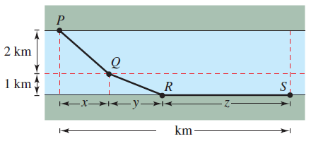 A water line is to be built from point P to point