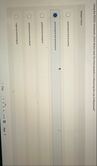 Using the PESTEL framework, which factors were