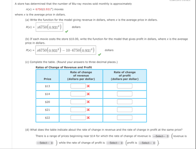 A store has determined that the number of Blu -