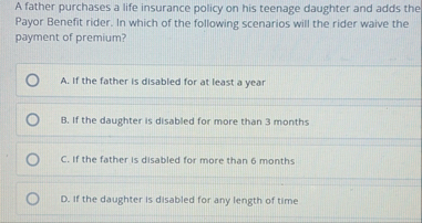 A father purchases a life insurance policy on his