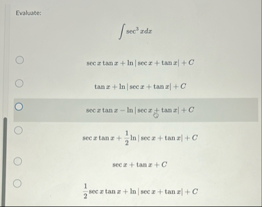 Evaluate: s e c 3 x d x s e c x t a n x l n | s e