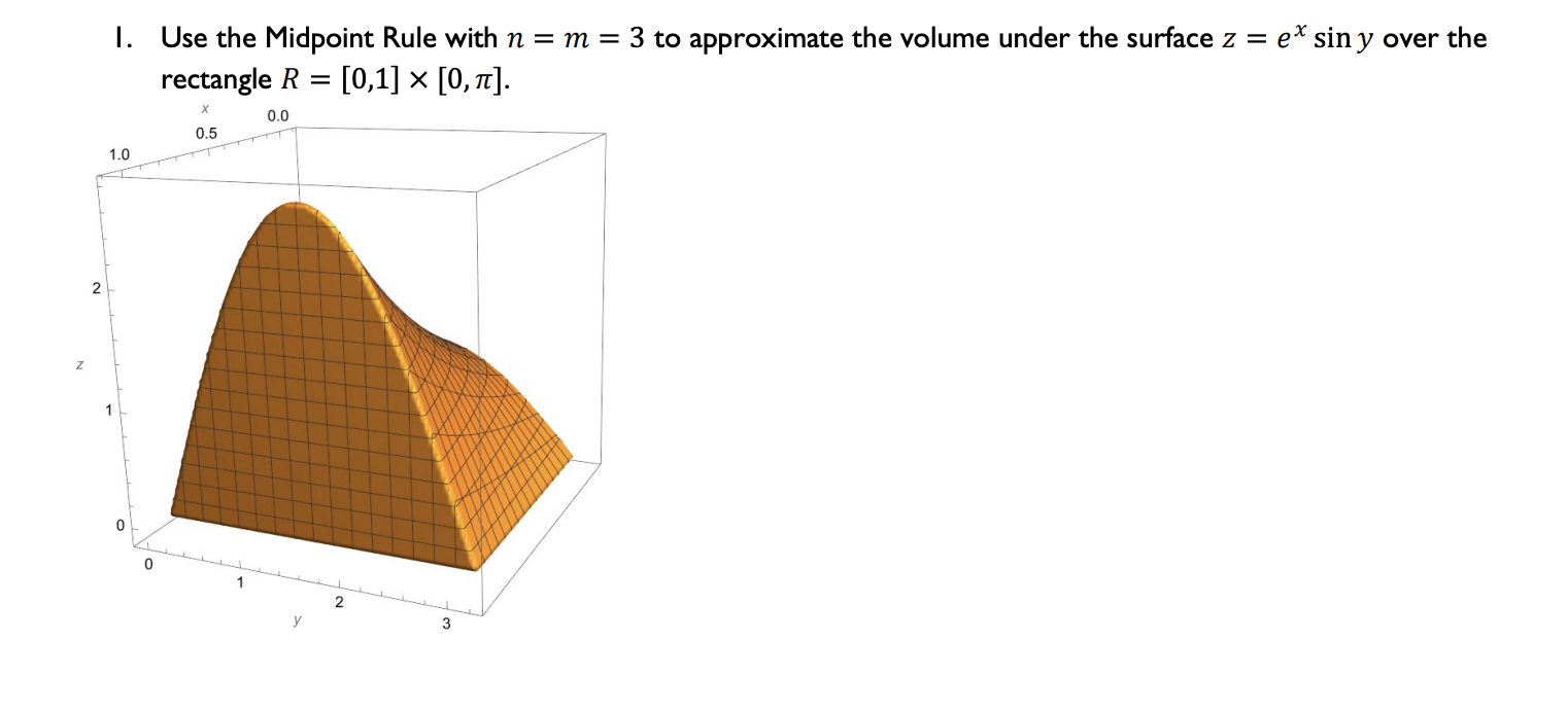 I. Use the Midpoint Rule with n = m = 3 to