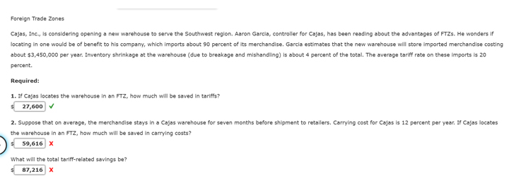 Foreign Trade Zones Cajas, Inc., is considering