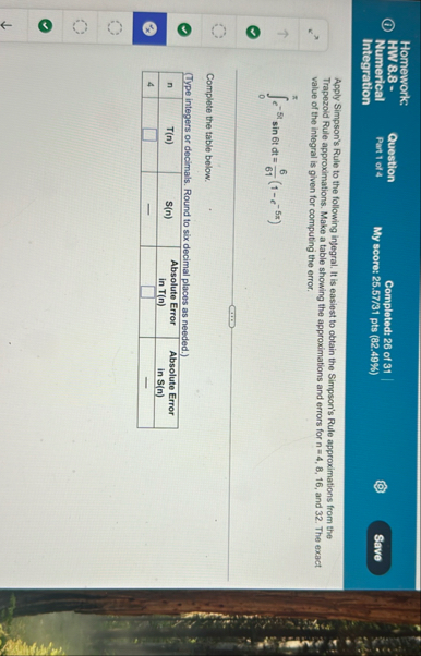 Homework: HW 8 . 8 - Question Completed: 2 6 of 3