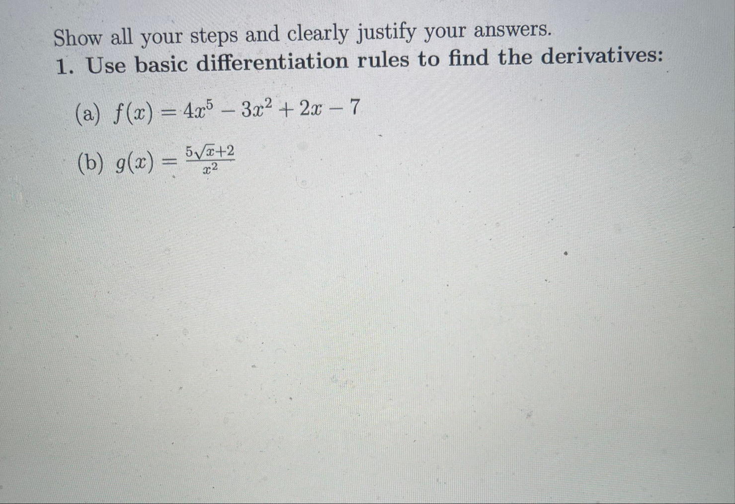 Show all your steps and clearly justify your