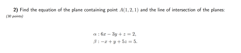 Find the equation o f the plane containing point