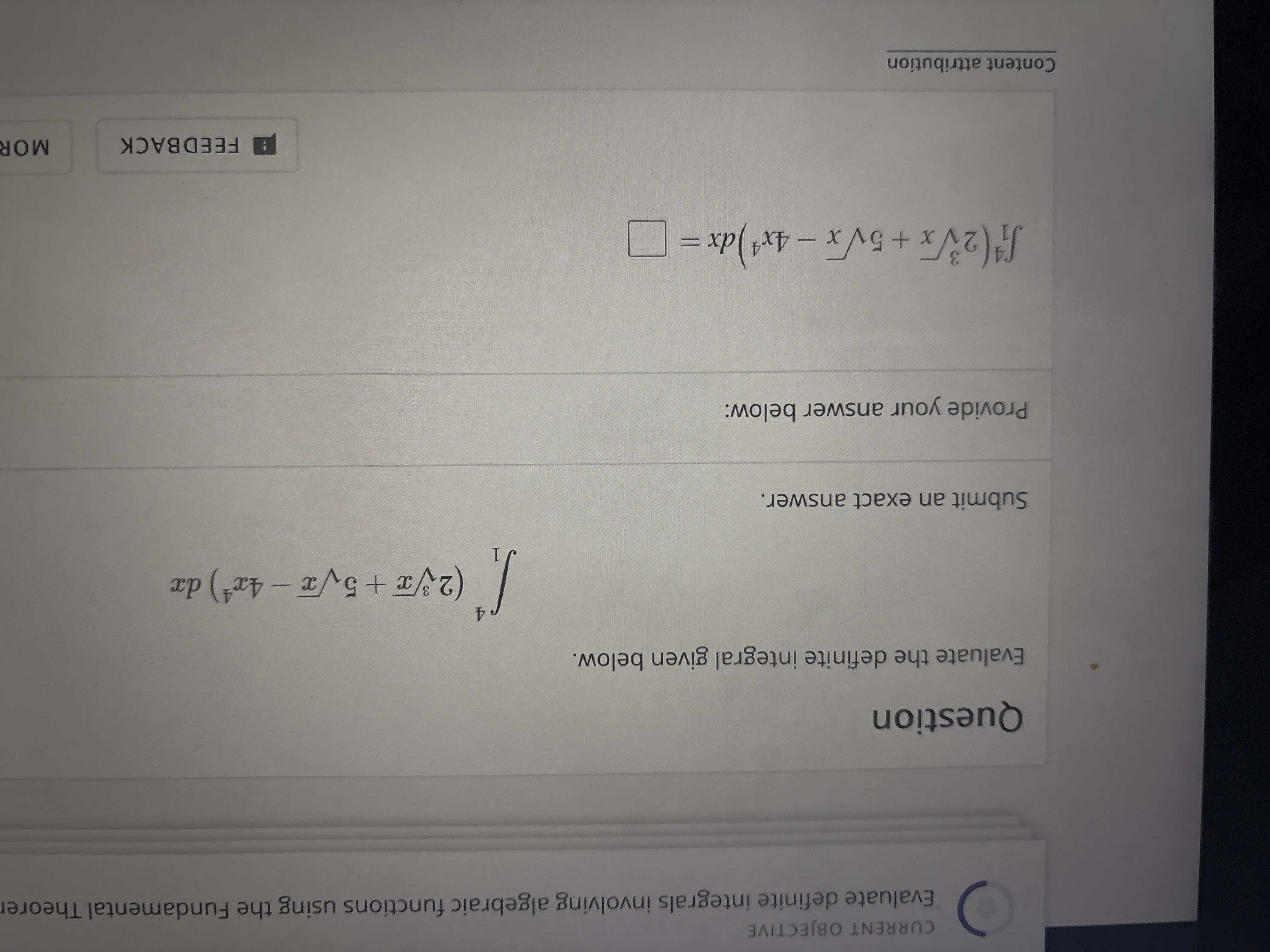 Question Evaluate the definite integral given