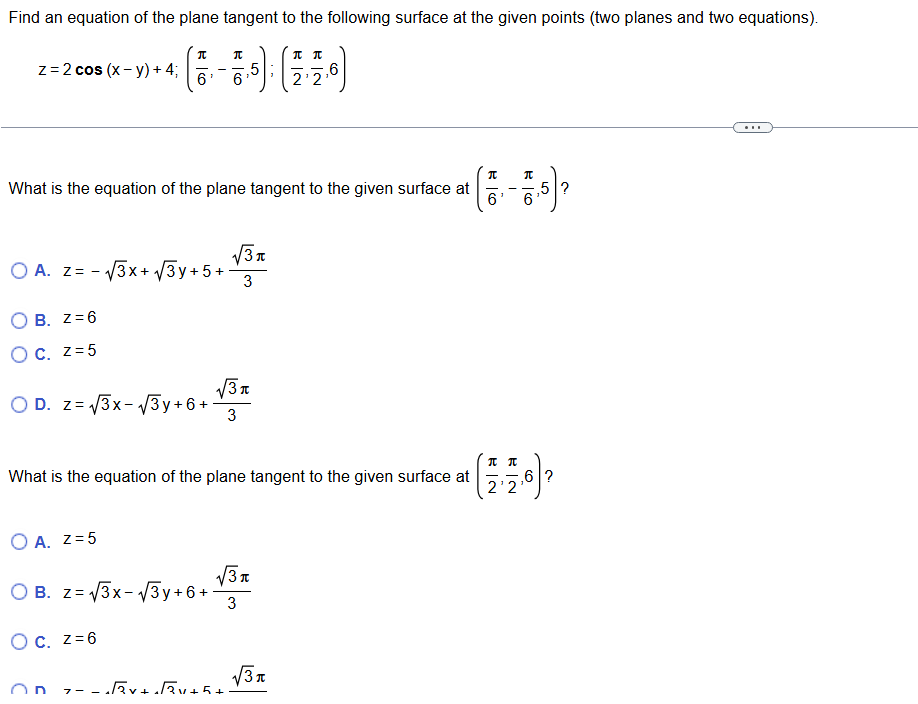 Find a n equation o f the plane tangent t o the