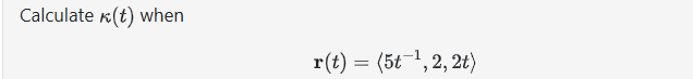 Calculate ( t ) when r ( t ) = ( : 5 t - 1 , 2 ,