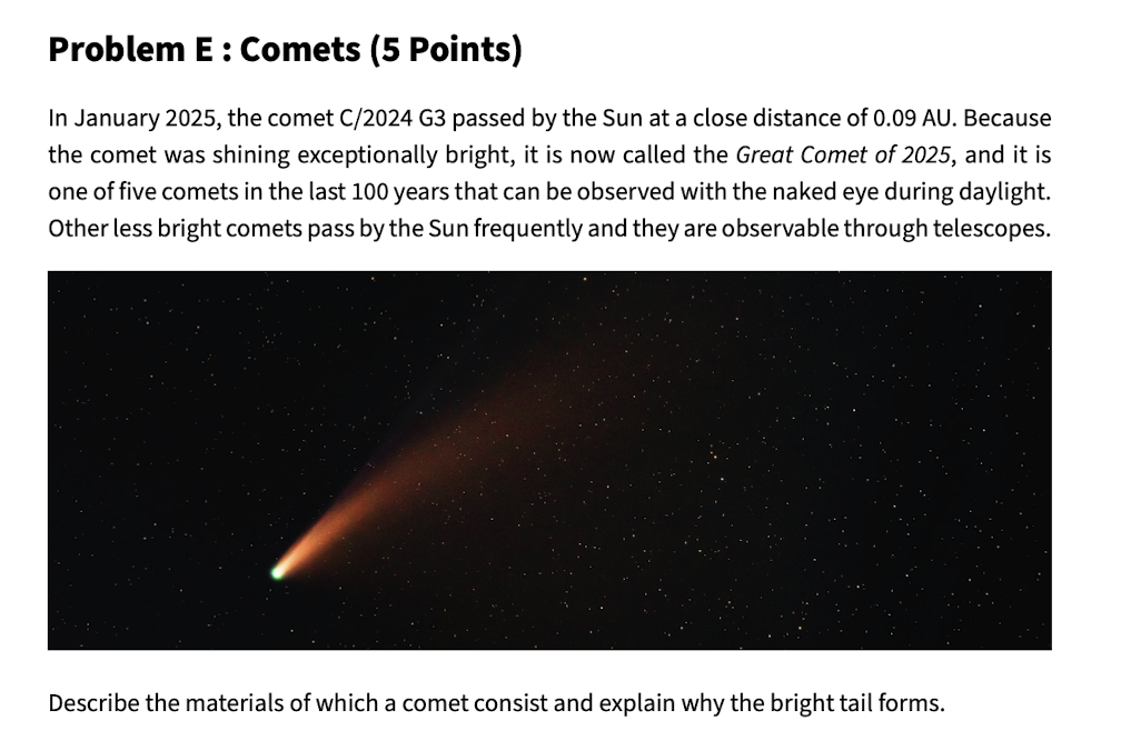 In January 2 0 2 5 , the comet C / 2 0 2 4 G 3
