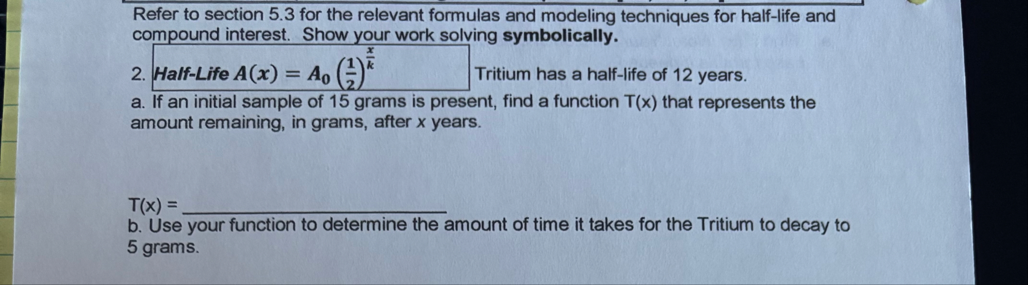 Refer to section 5 . 3 for the relevant formulas