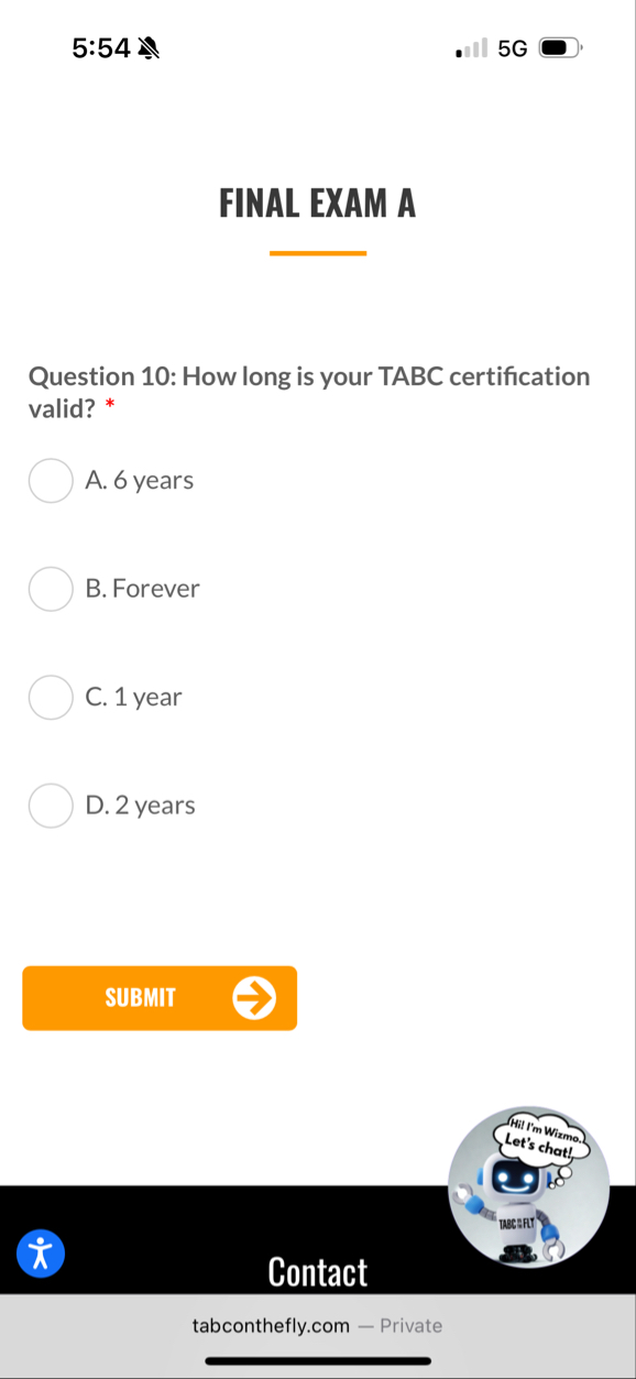 5 : 5 4 5 G FINAL EXAM A Question 1 0 : How long