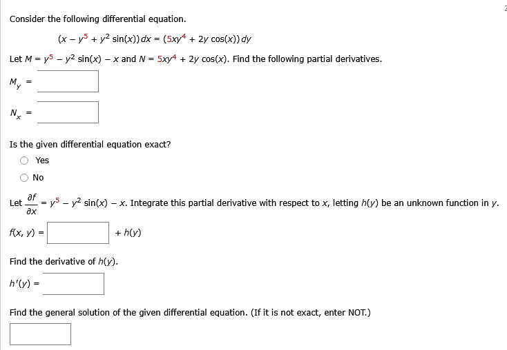 Consider the following differential equation. ( x