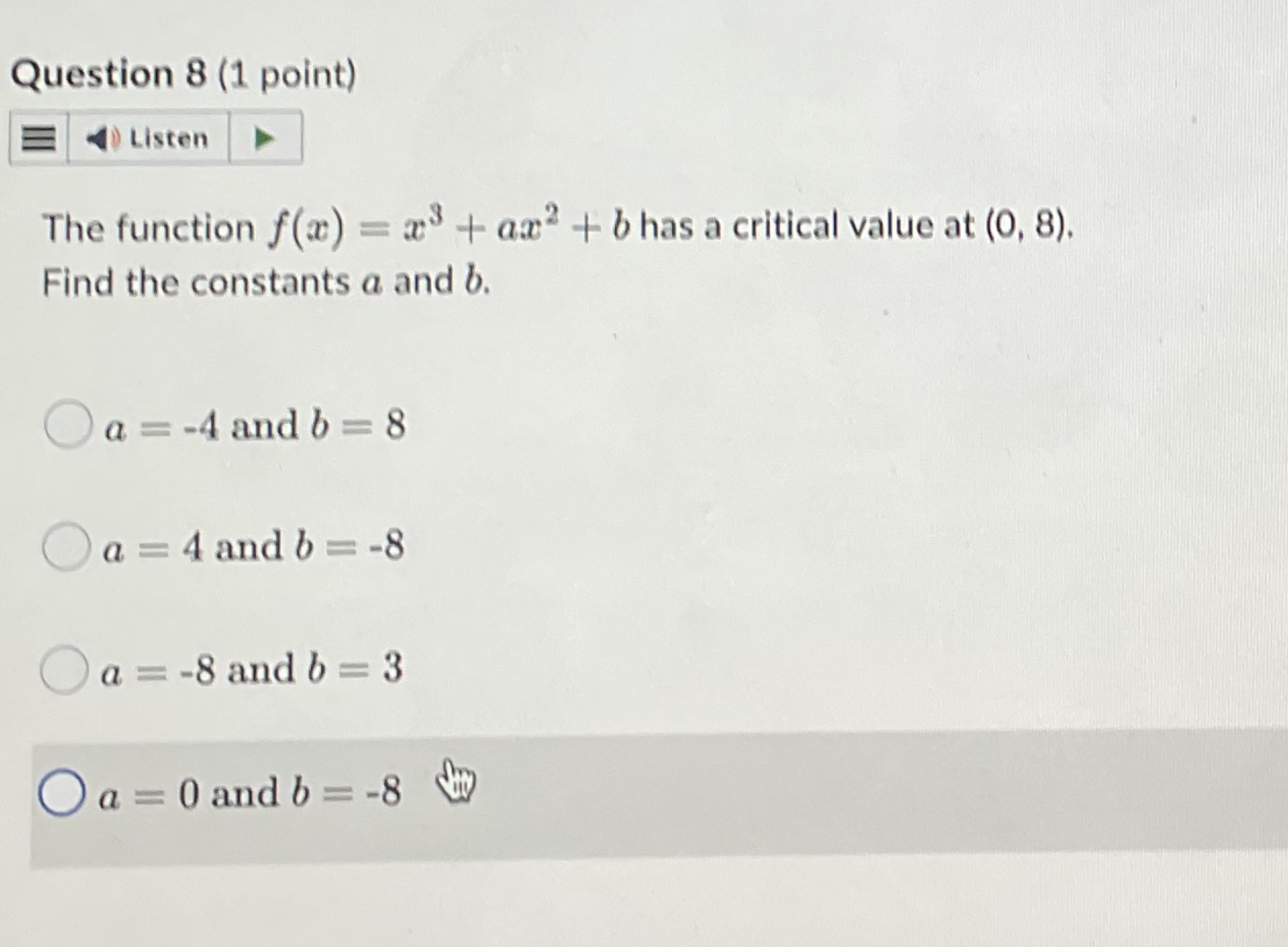 Question 8 ( 1 point ) The function f ( x ) = x 3