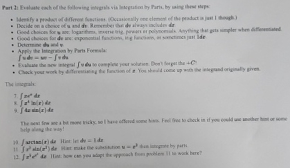 Part 2 : Evaluate each of the following