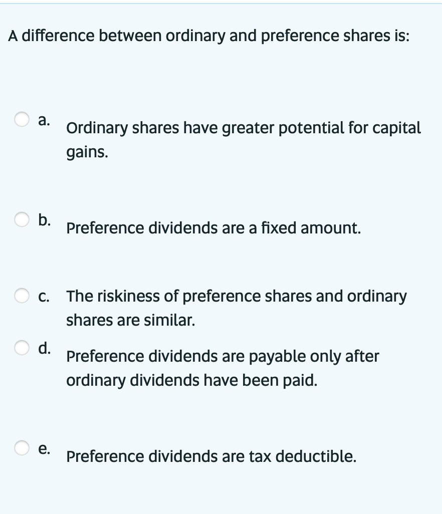 A difference between ordinary and preference