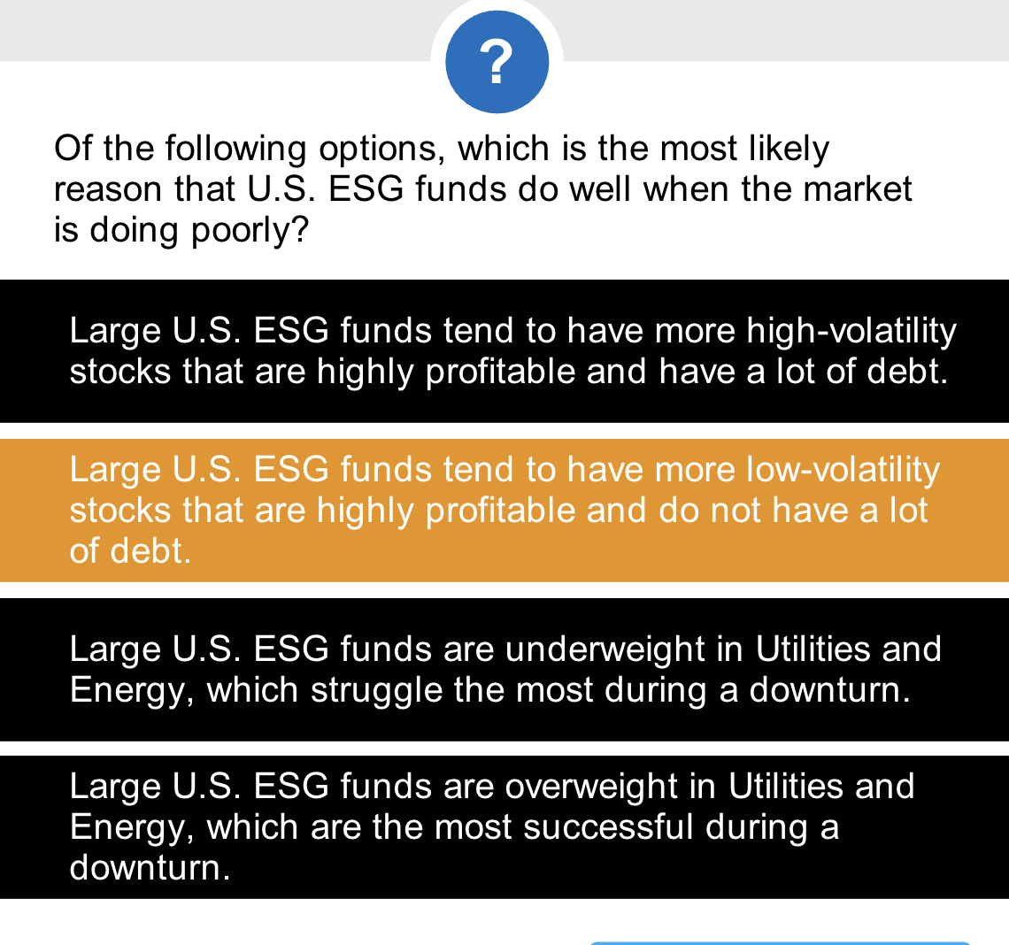is doing poorly? Large U . S . ESG funds tend to