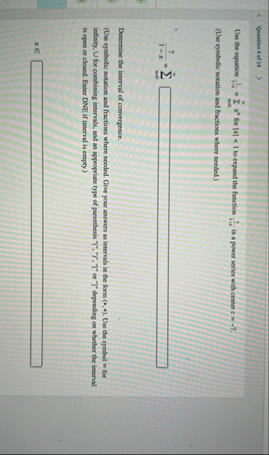 Question 4 of 1 4 Use the equation 1 1 - x = n =