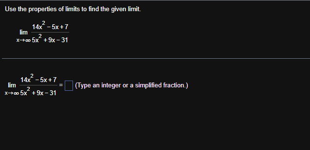 Use the properties o f l i m i t s t o find the