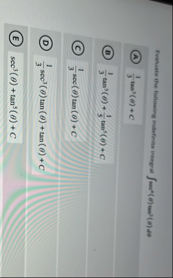 Fvaluate the following indefinite integral s e c
