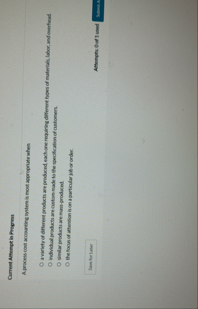 Current Attempt in Progress A process cost