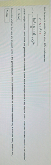 Find the general solution of the given